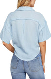 Free People Full Of Light Cotton Tie-Front Shirt Small - iMart Shop
